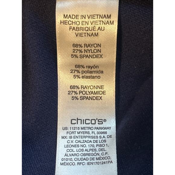Chico’s Fabulously Slimming Pants Navy Blue Size 6 Short Ponte Knit Slim NWT - Picture 8 of 9